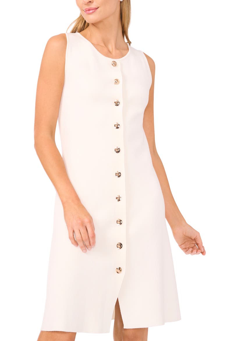 Lois Sleeveless Button-Up Minidress, Alternate, color, NEW IVORY