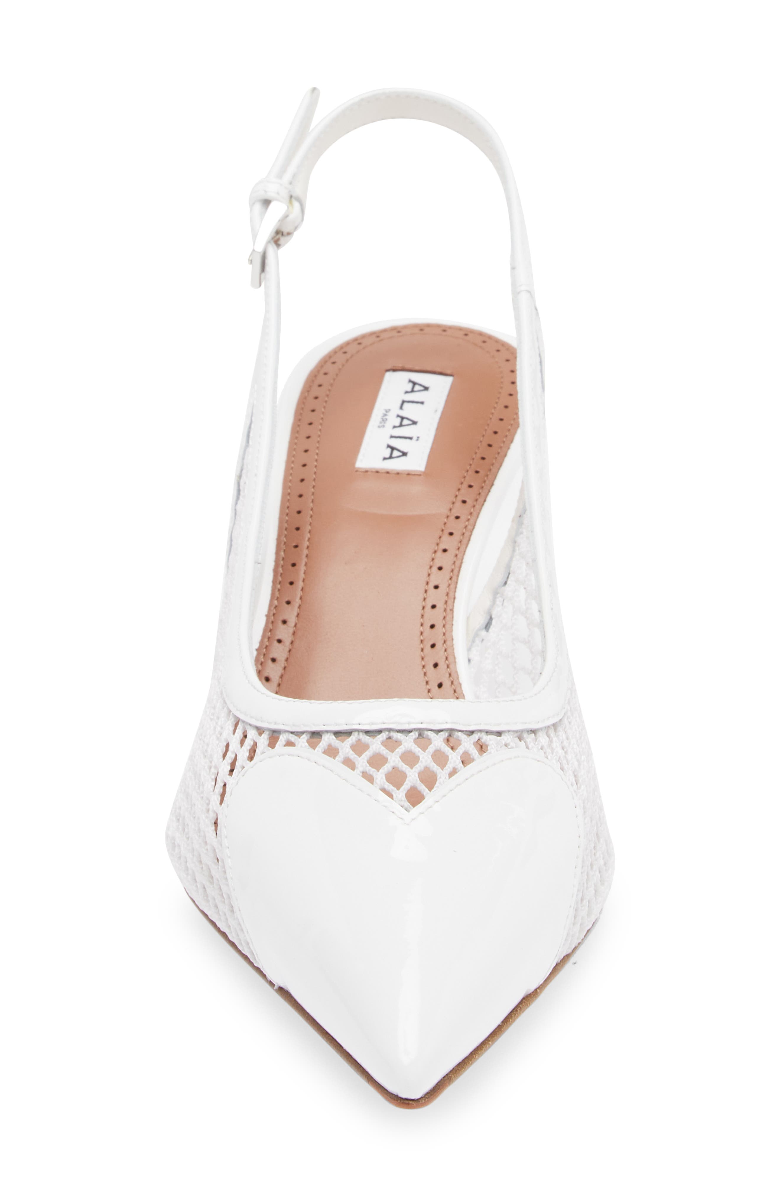 Alaïa Heart Fishnet Kitten Heel Slingback Pump, Alternate, color, 