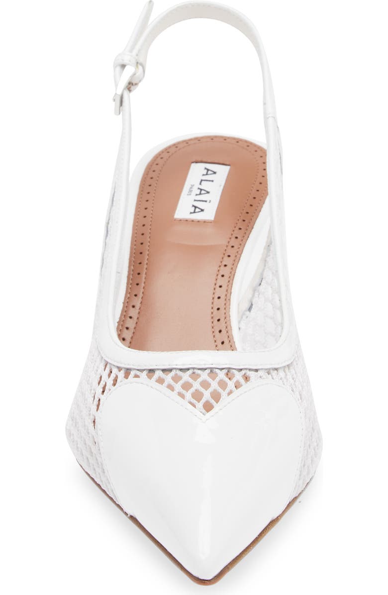 Alaïa Heart Fishnet Kitten Heel Slingback Pump, Alternate, color,