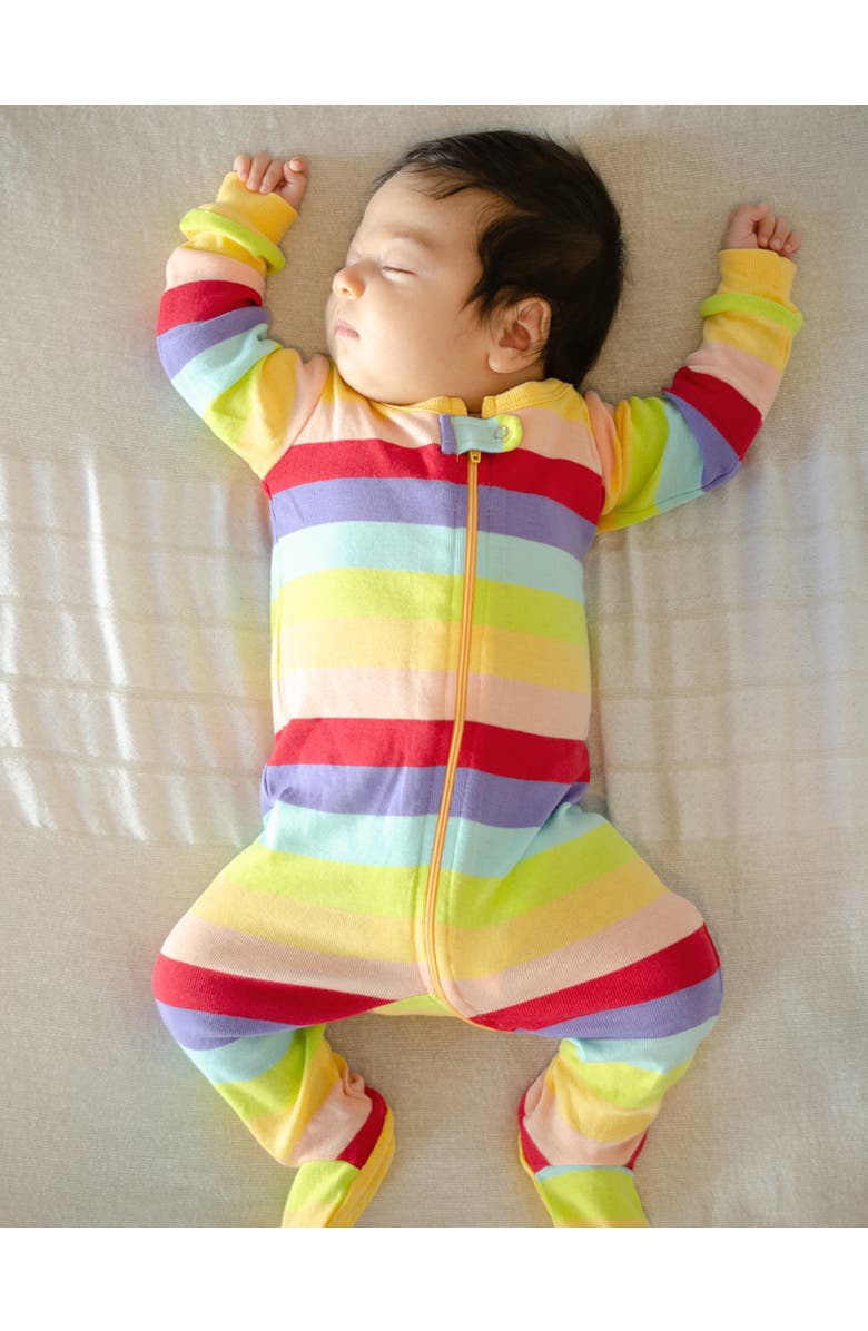 Leveret Footed Striped Cotton Matching Family Pajamas, Alternate, color, Colorful Girls