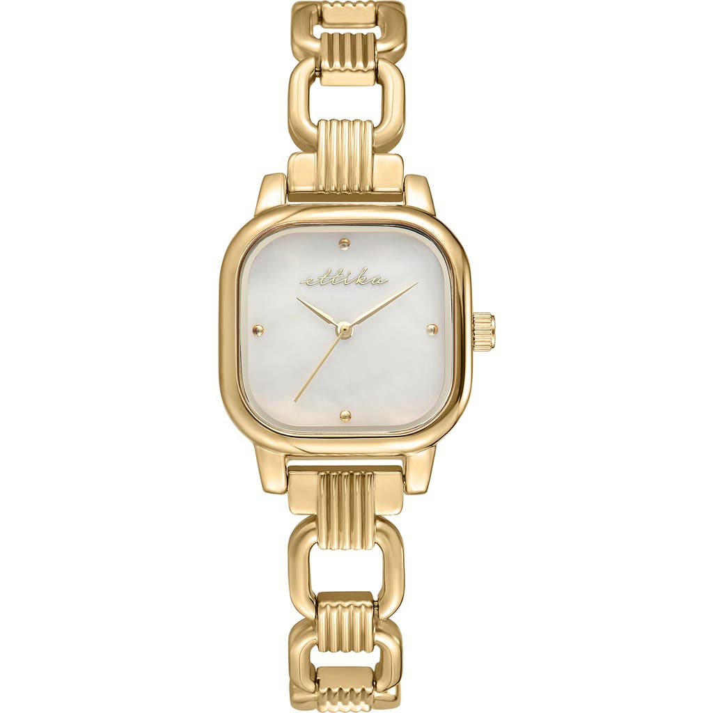 Ettika Mother-of-pearl Square Bracelet Watch In Gold