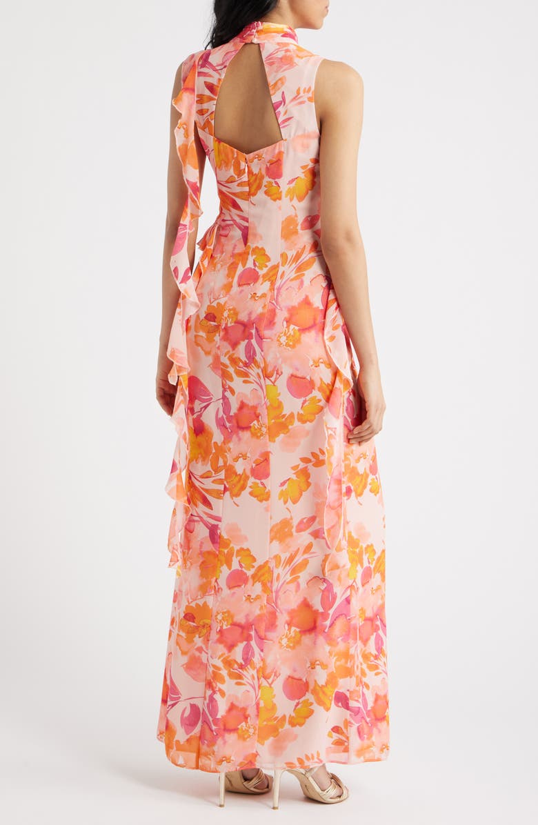 Eliza J Ruffle Mock Neck Maxi Dress, Alternate, color, Blush