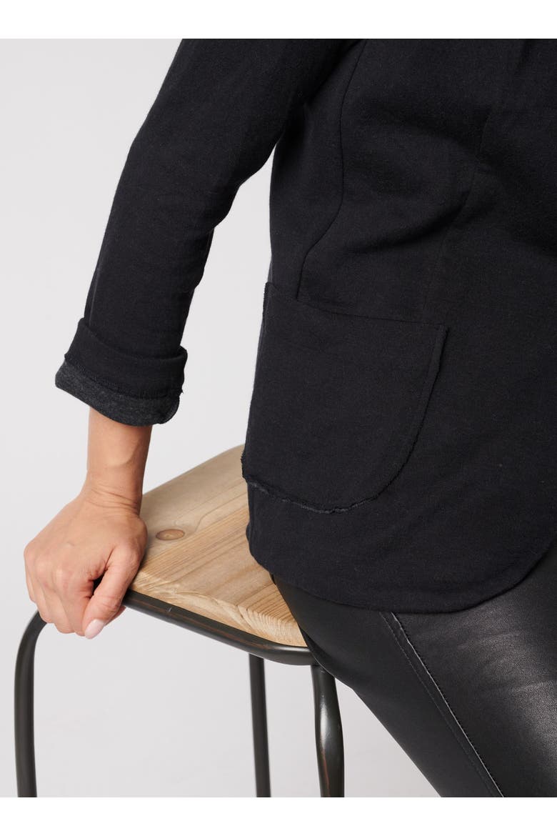 Cotton Cashmere Double Face One Button Blazer, Alternate, color, NOIR / GRIS CHINE
