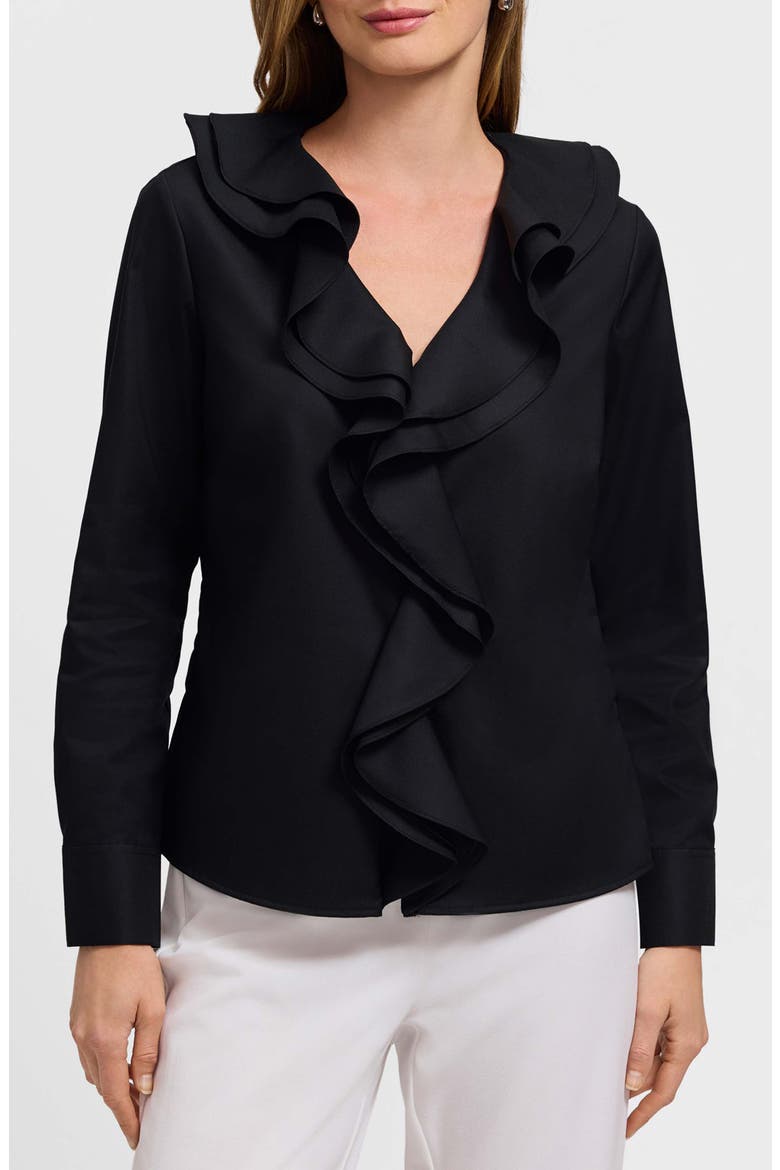 Shantel Ruffle Long Sleeve Top, Main, color, BLACK