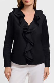Foxcroft Shantel Ruffle Long Sleeve Top
