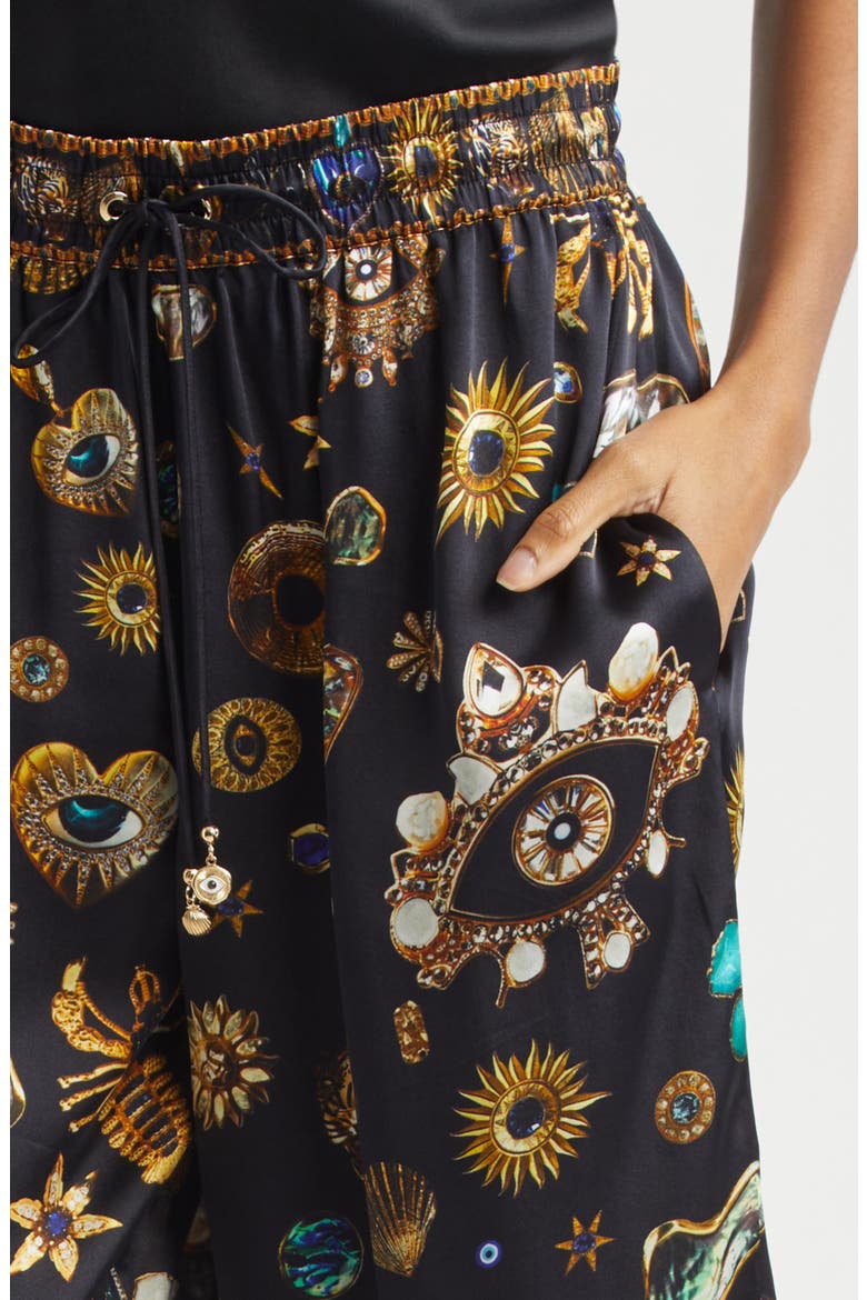 Amulets & Alchemy Print Wide Leg Silk Satin Pants, Alternate, color, AMULETS AND ALCHEMY