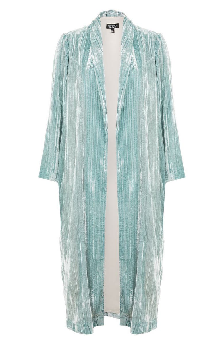 Topshop Velvet Duster Coat, Alternate, color,