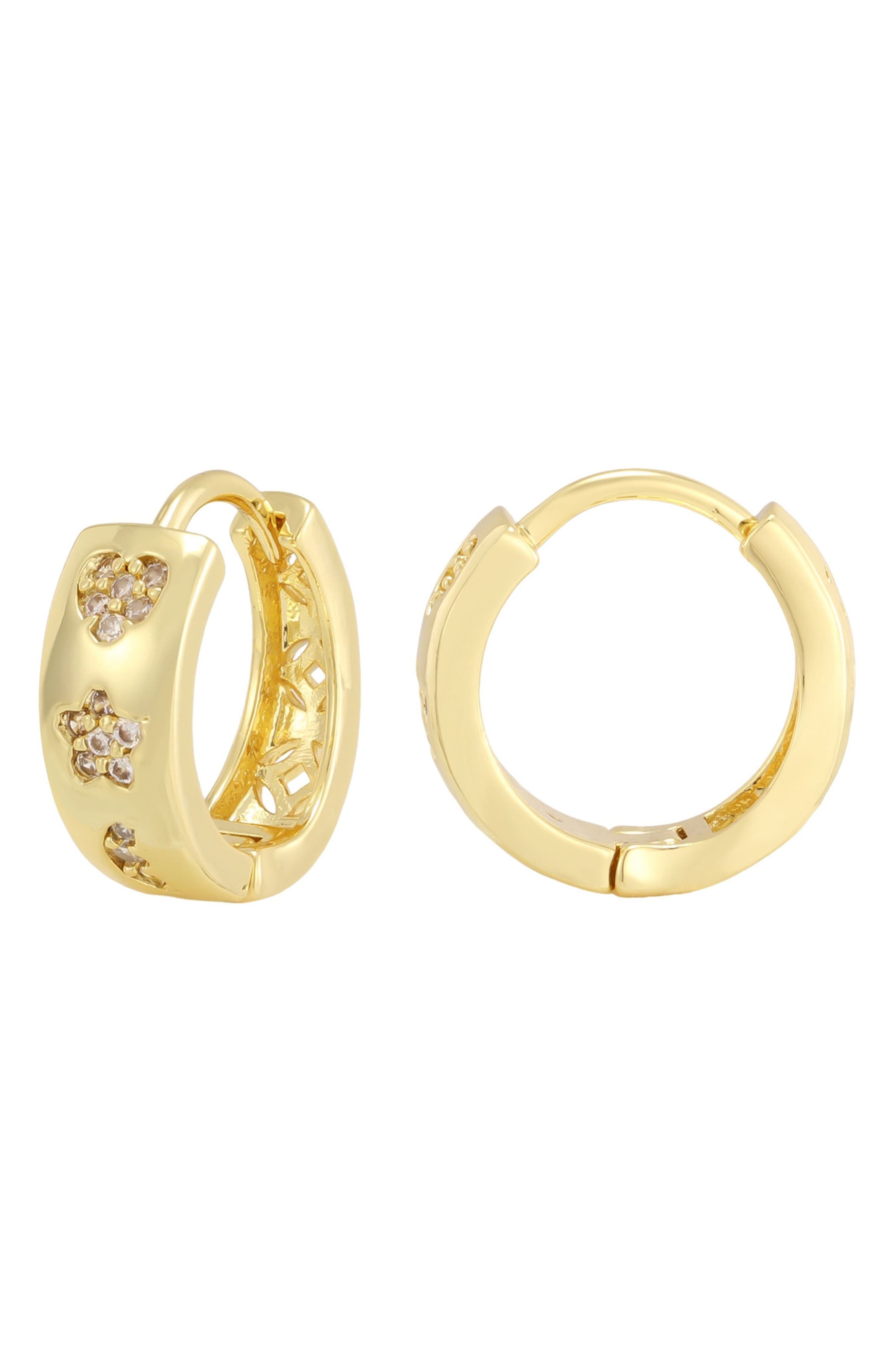 Cubic Zirconia Heart & Star Huggie Hoop Earrings