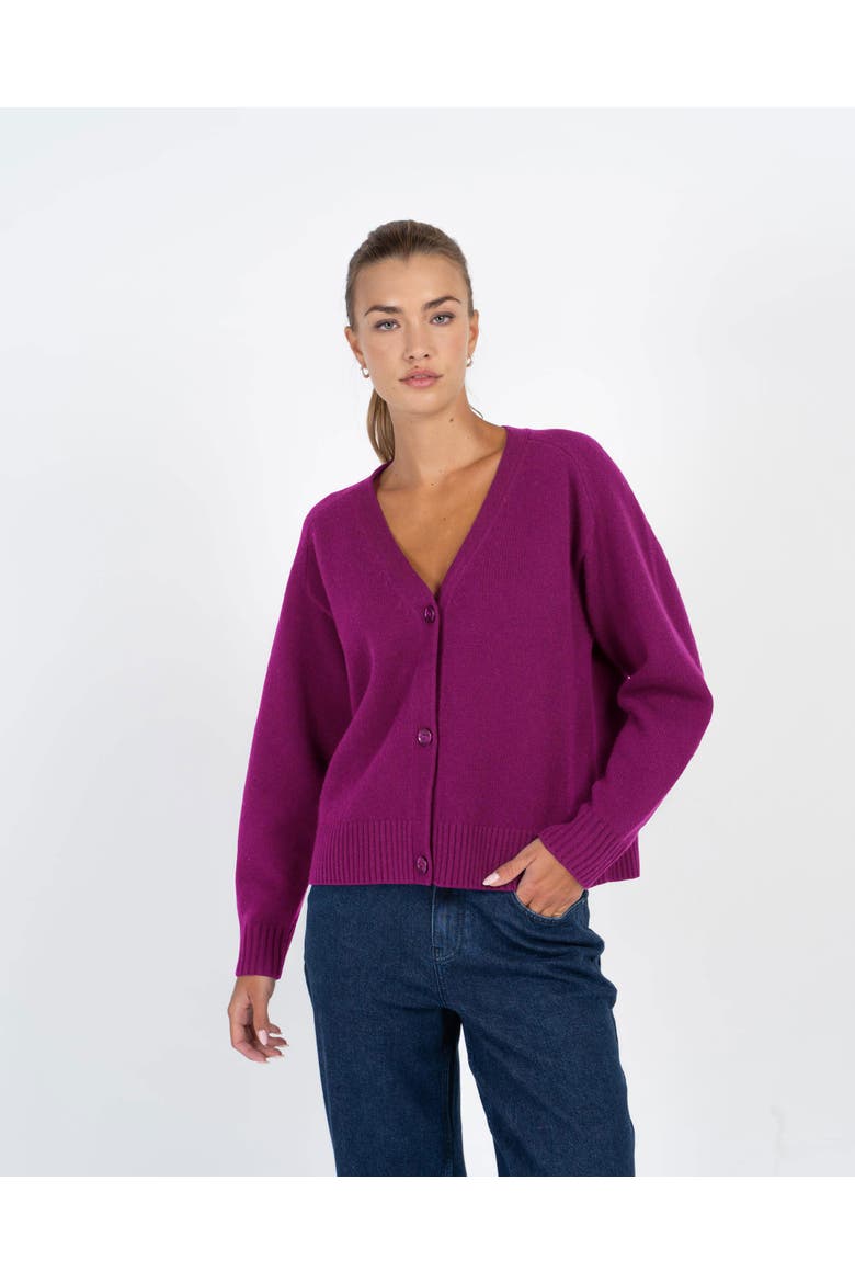 Merino Boxy Cardigan, Alternate, color, Damson