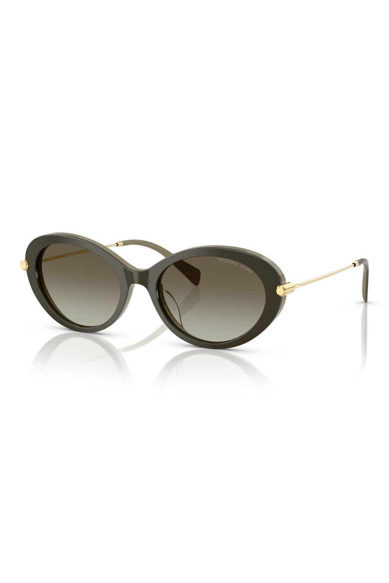 53mm Gradient Oval Sunglasses, Alternate, color, OLIVE SMOKE / OLIVE GRADIENT