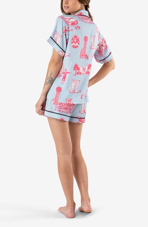 Katie Kime Dallas Toile Pajama Shorts Set In Blue
