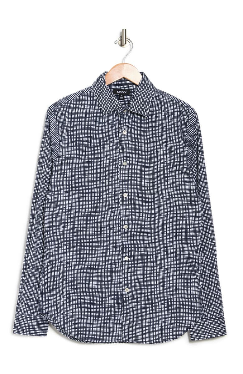 DKNY Hand Drawn Check Print Stretch Dress Shirt, Alternate, color,