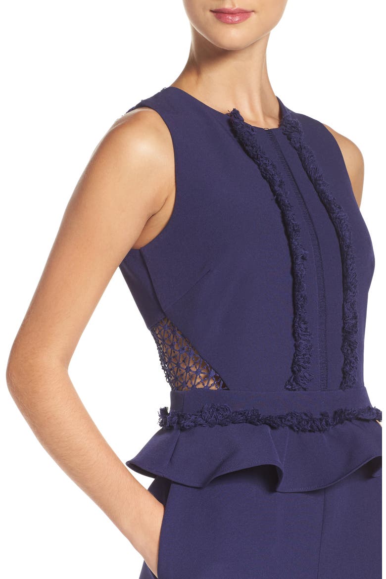 Ruffle Peplum Jumpsuit, Alternate, color, NAVY