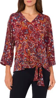 Chaus Paisley Print Side Tie Top