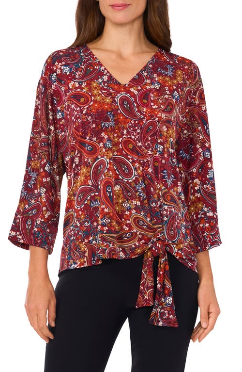 Chaus Paisley Print Side Tie Top In Brown Paisley 201