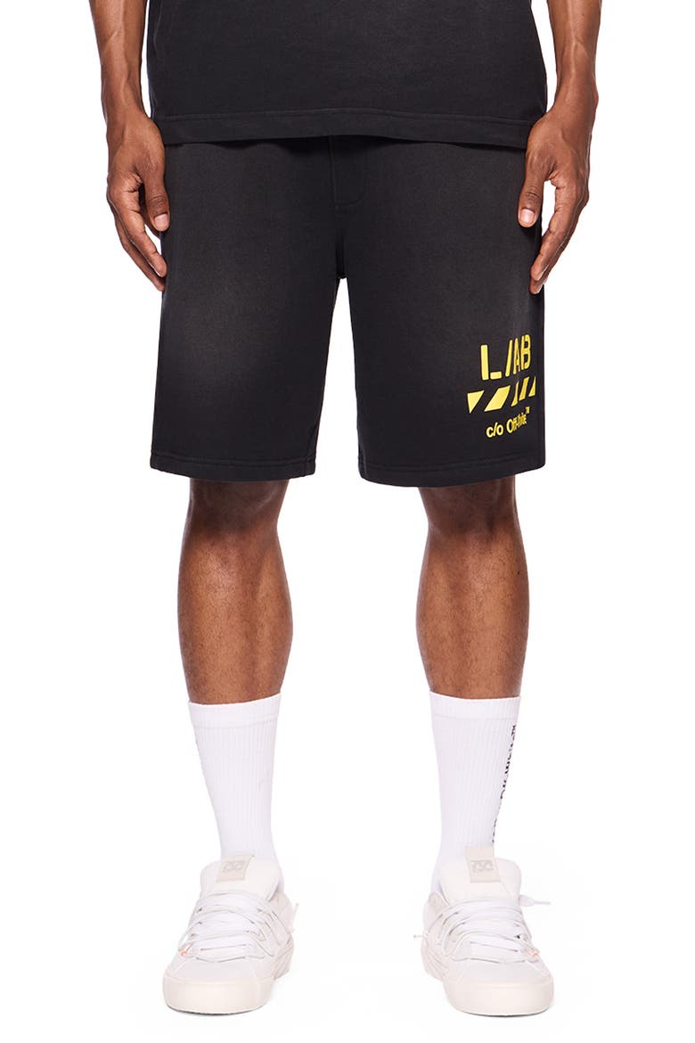 Diag Garment Wash Shorts, Main, color, BLACK