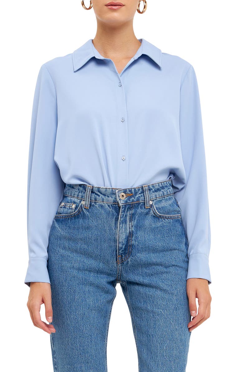 Endless Rose Classic Button-Up Shirt, Main, color, Powder Blue