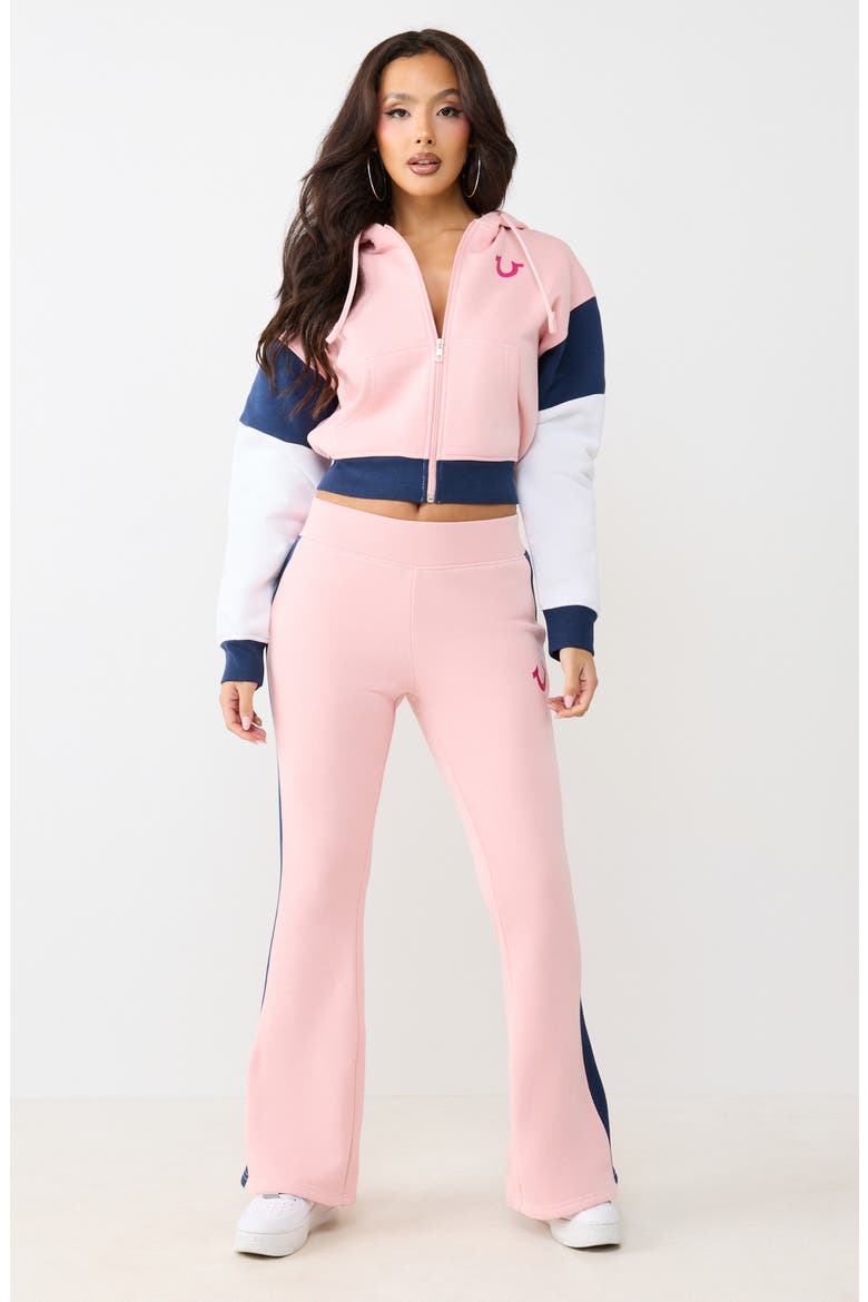 Colorblock Flare Pants, Alternate, color, DULL PINK/ DRESS BLUE