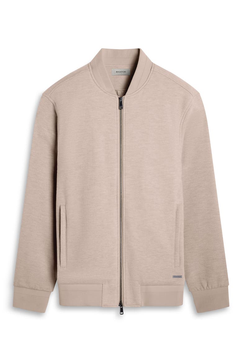 Full Zip Knit Bomber Jacket, Alternate, color, SAND