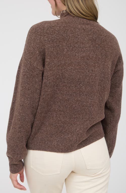 Blu Pepper Floral Mock Neck Sweater In Brown