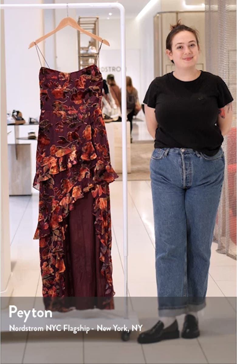 Magnolia Floral Velvet Burnout Strapless Gown, sales video thumbnail