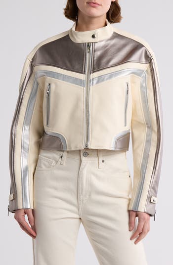 BLANKNYC Faux Leather Crop Racer Jacket | Nordstromrack
