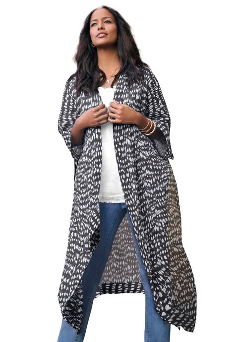 Plus Size Flowy Chiffon Duster (Plus)