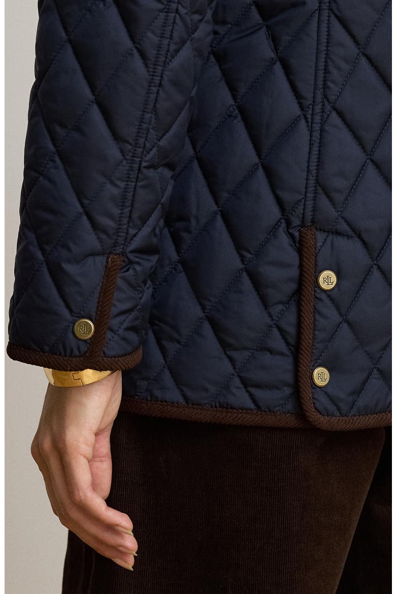 Butterpile Crest Quilted Jacket, Alternate, color, DK NAVY
