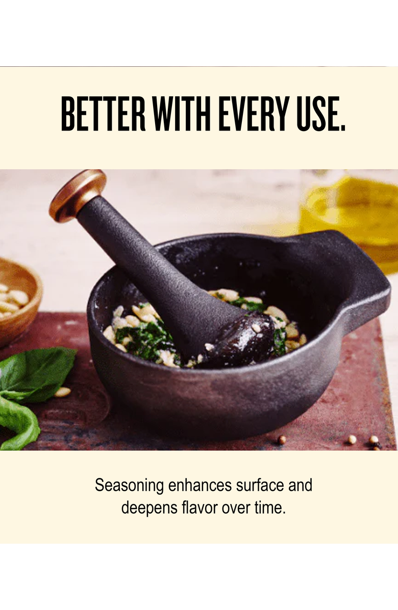 Alva Nori 2-Cup Enameled Cast Iron Mortar & Pestle Set, Alternate, color, Black