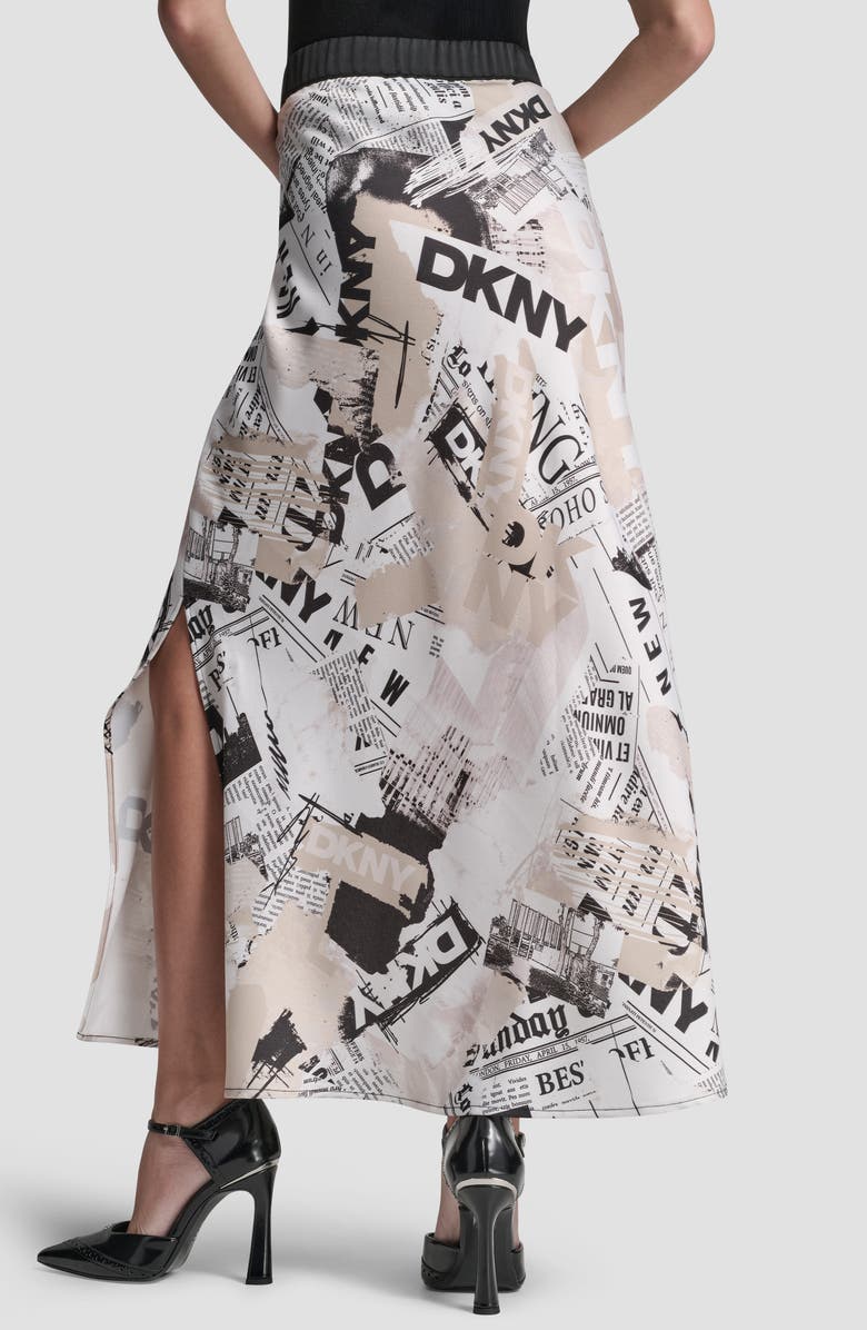 DKNY Newspaper Print Maxi Skirt, Alternate, color, Dkny Headliner