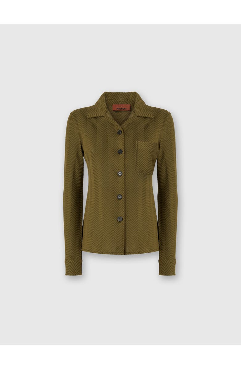 Missoni Slim Shirt With Zigzag Pattern, Main, color, Green