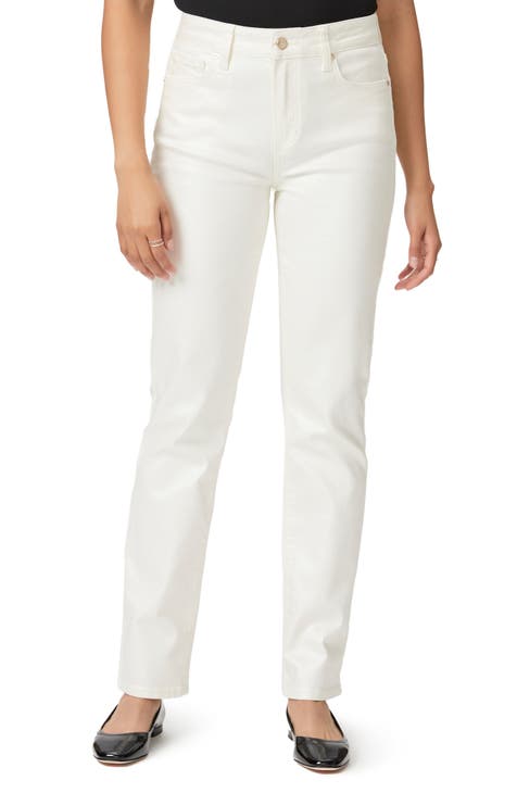 Cindy Straight Leg Jeans (Pearl White Coating)