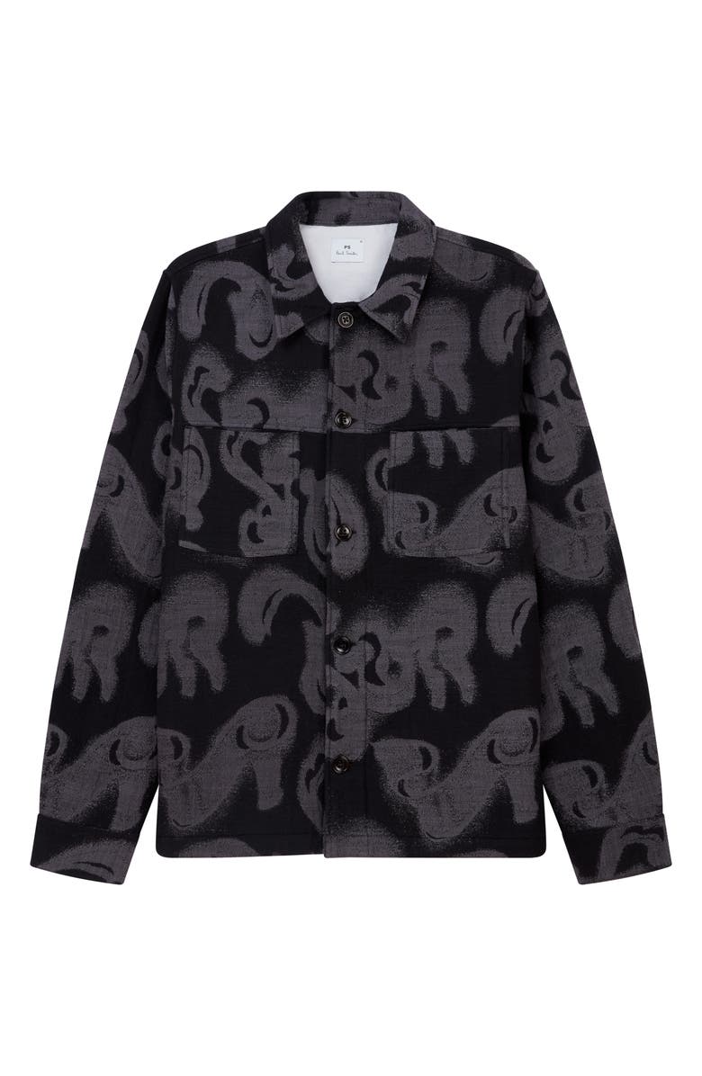 PS Paul Smith Abstract Print Casual Fit Button-Up Shirt, Alternate, color, Black