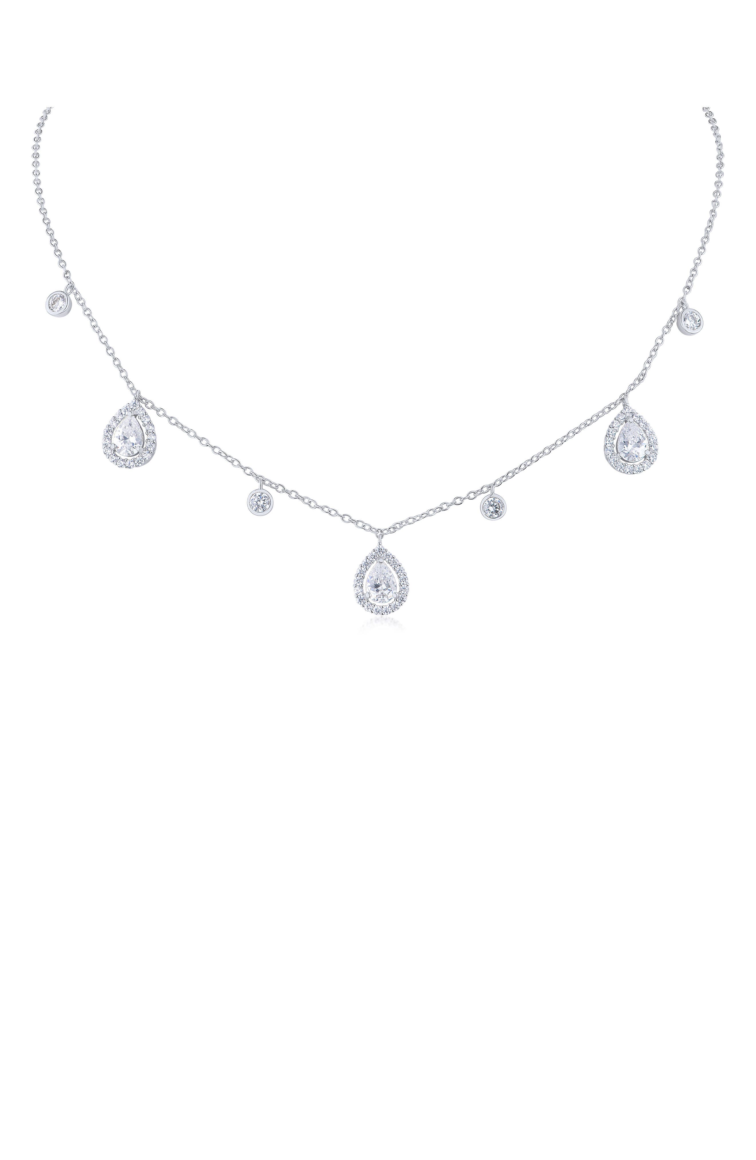 CZ by Kenneth Jay Lane Pavé Triple Teardrop Necklace