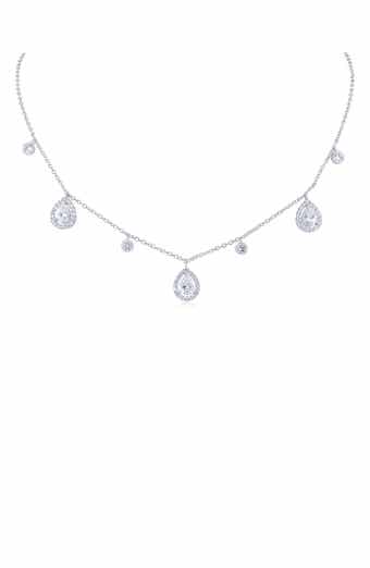 CZ by Kenneth Jay Lane Pavé Triple Teardrop Necklace