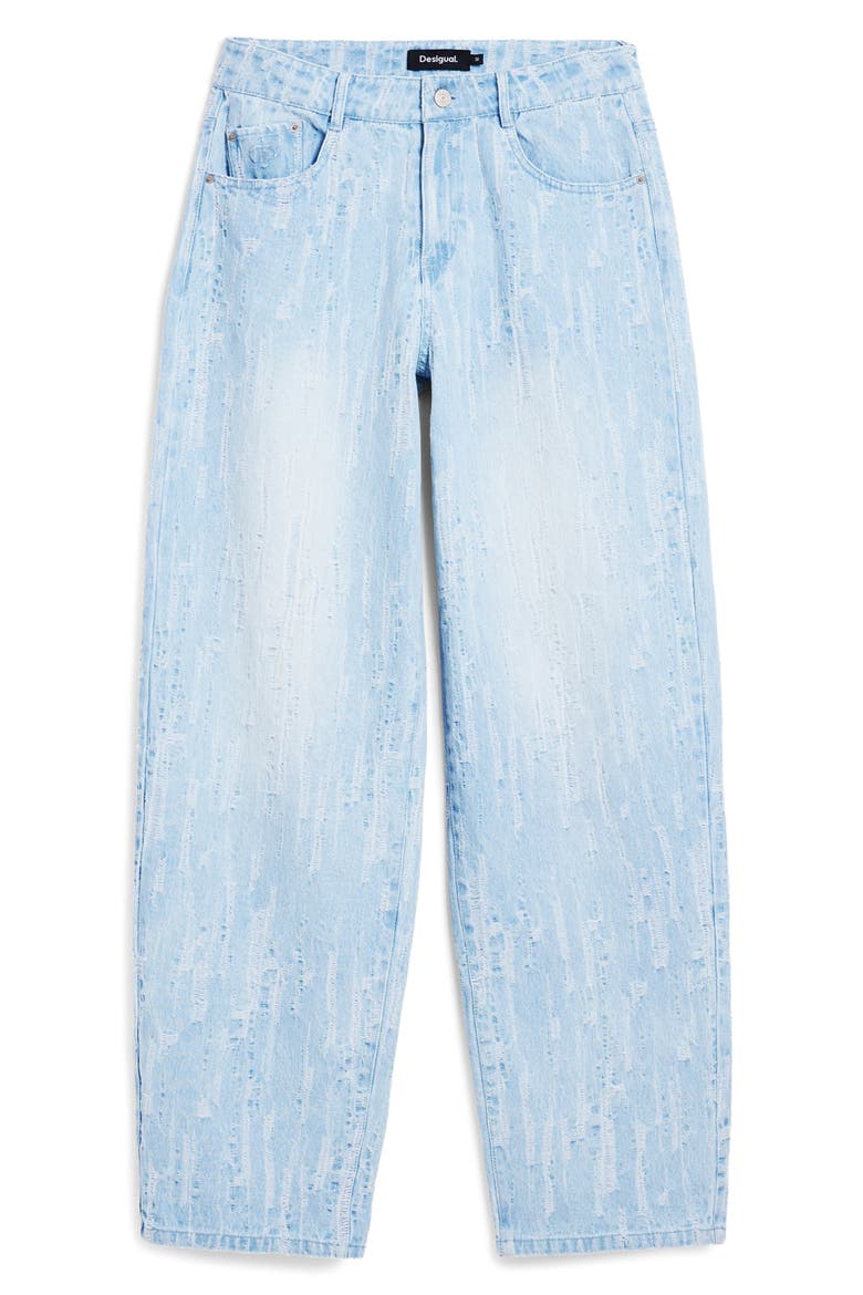 Distressed Stripe Wide Leg Jeans, Alternate, color, LIGHT BLUE