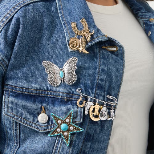 Jessica Simpson Gold-tone Rodeo Brooch With Western Charms In Gold