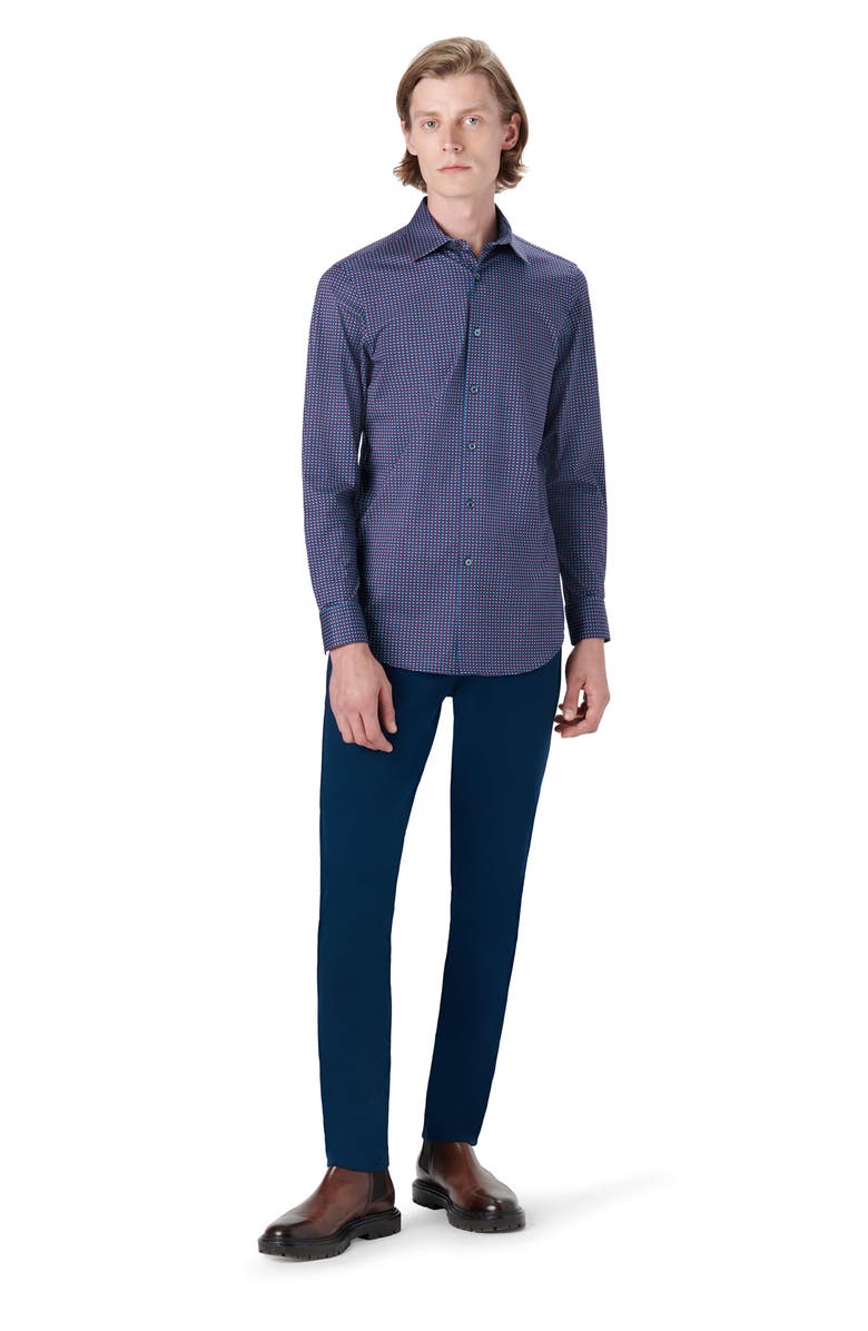 Bugatchi OoohCotton<sup>®</sup> Geometric Print Stretch Cotton Button-Up Shirt, Alternate, color, 