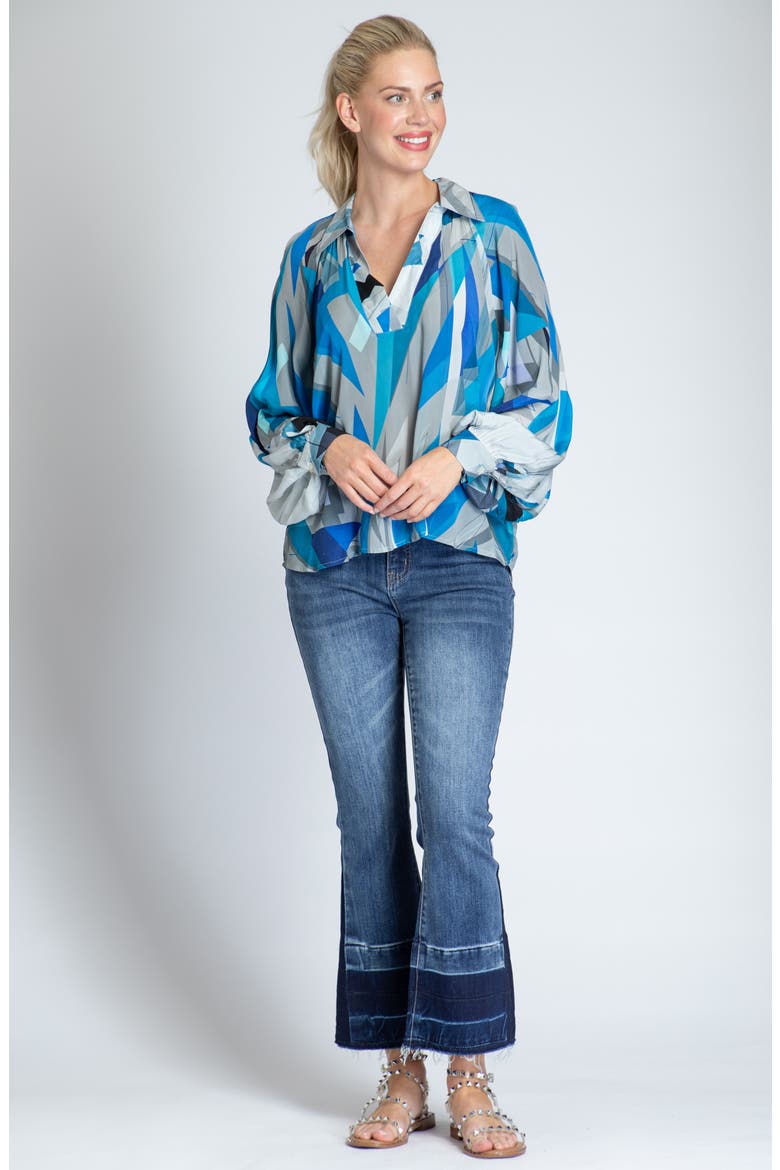 Half Placket Top, Alternate, color, BLUE MULTI