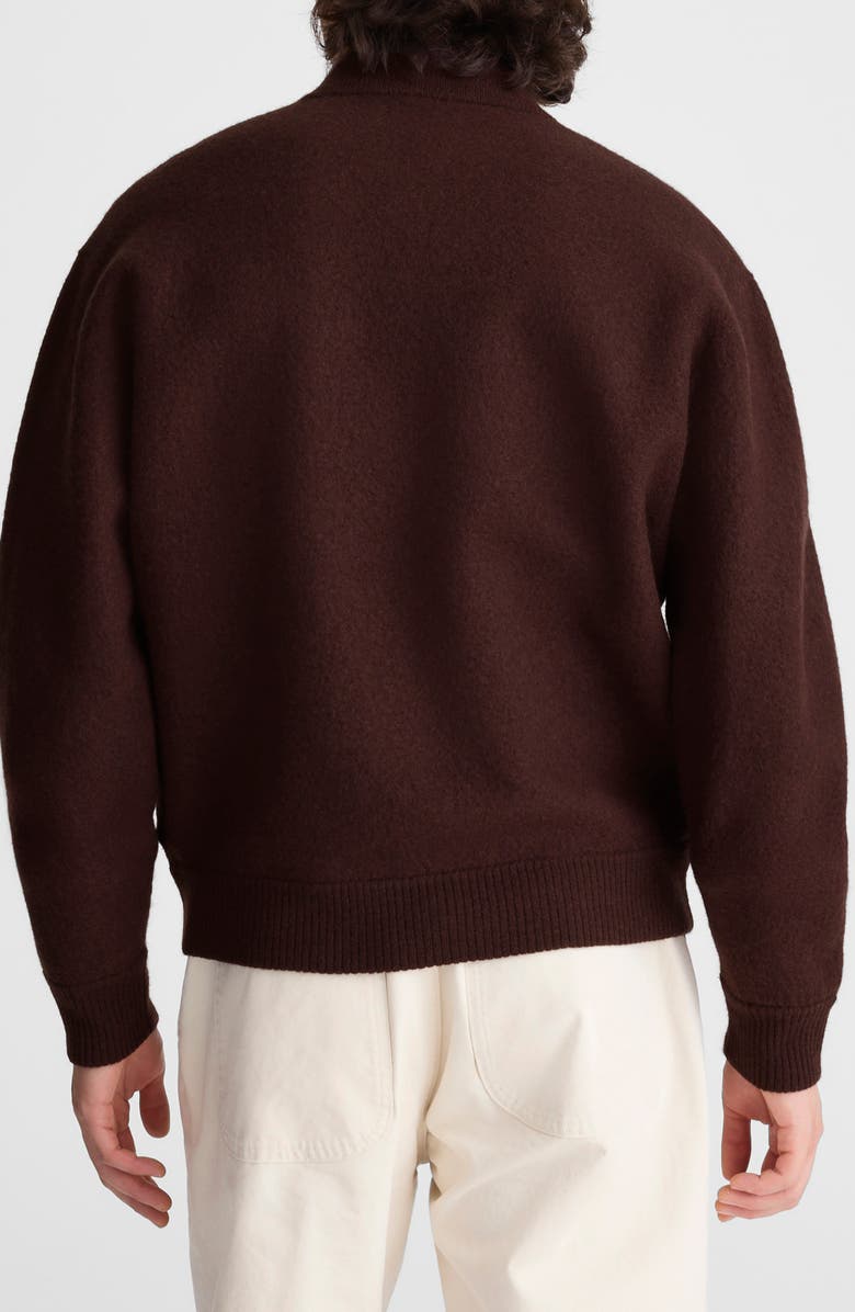 Madewell Boiled Wool Baseball Sweater Jacket, Alternate, color, Espresso Bean