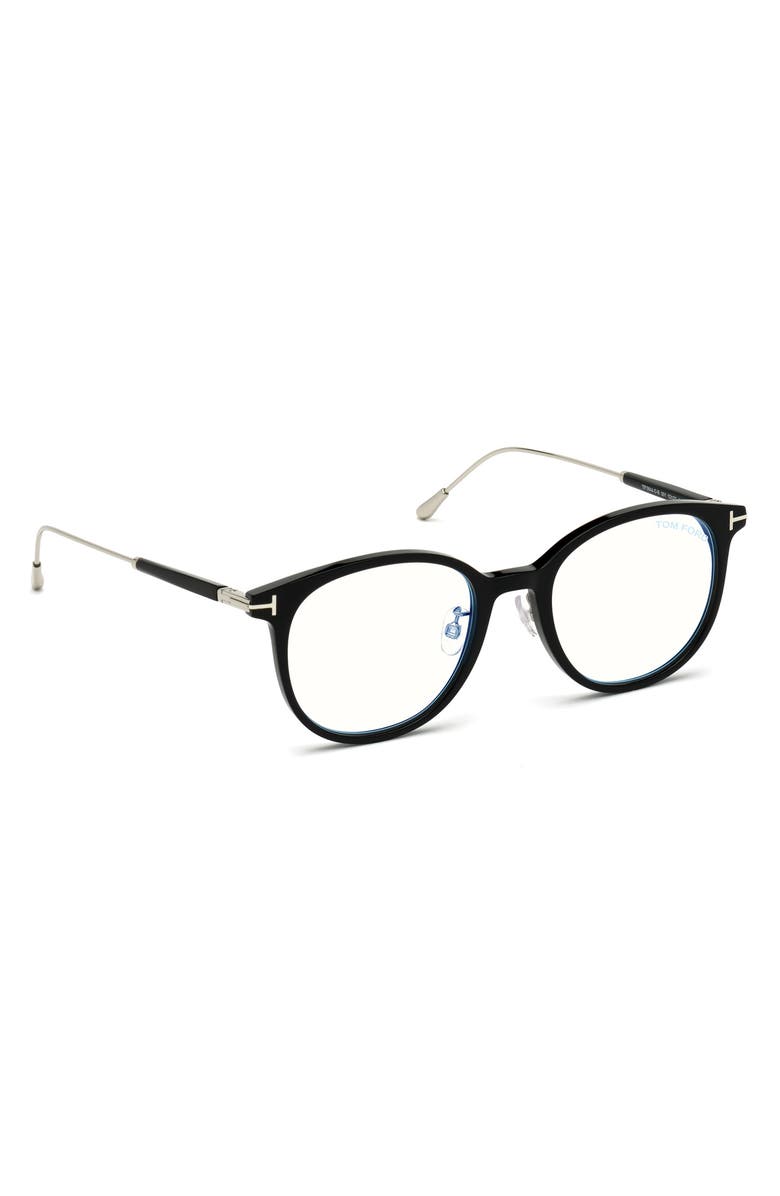 TOM FORD 52mm Round Blue Light Blocking Glasses, Alternate, color, 