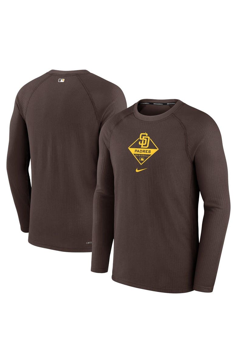 Nike Men's Nike Brown San Diego Padres Authentic Collection Raglan Performance Long Sleeve T-Shirt, Main, color,