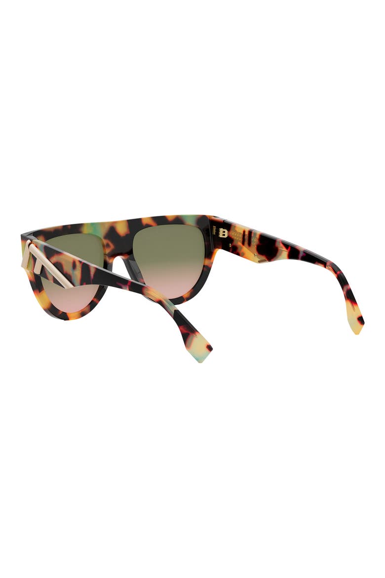 'Fendi First 139mm Flat Top Sunglasses, Alternate, color, HAVANA/ OTHER / GRADIENT GREEN