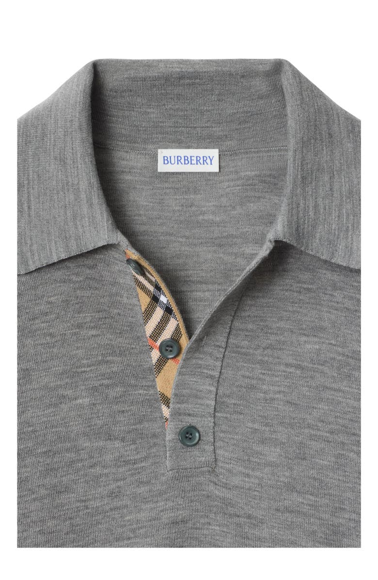 Burberry Long-sleeve Wool Polo Shirt, Alternate, color, Grey