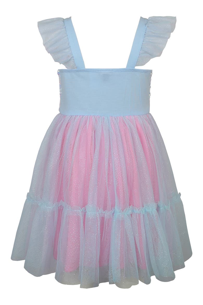 Kids' Ruffle Sequin Butterfly Party Dress, Alternate, color, AQUA MULTI