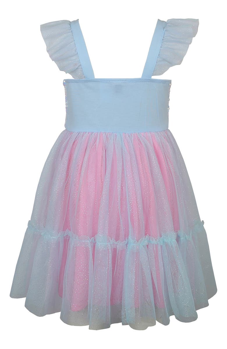 Zunie Kids' Ruffle Sequin Butterfly Party Dress, Alternate, color, Aqua Multi
