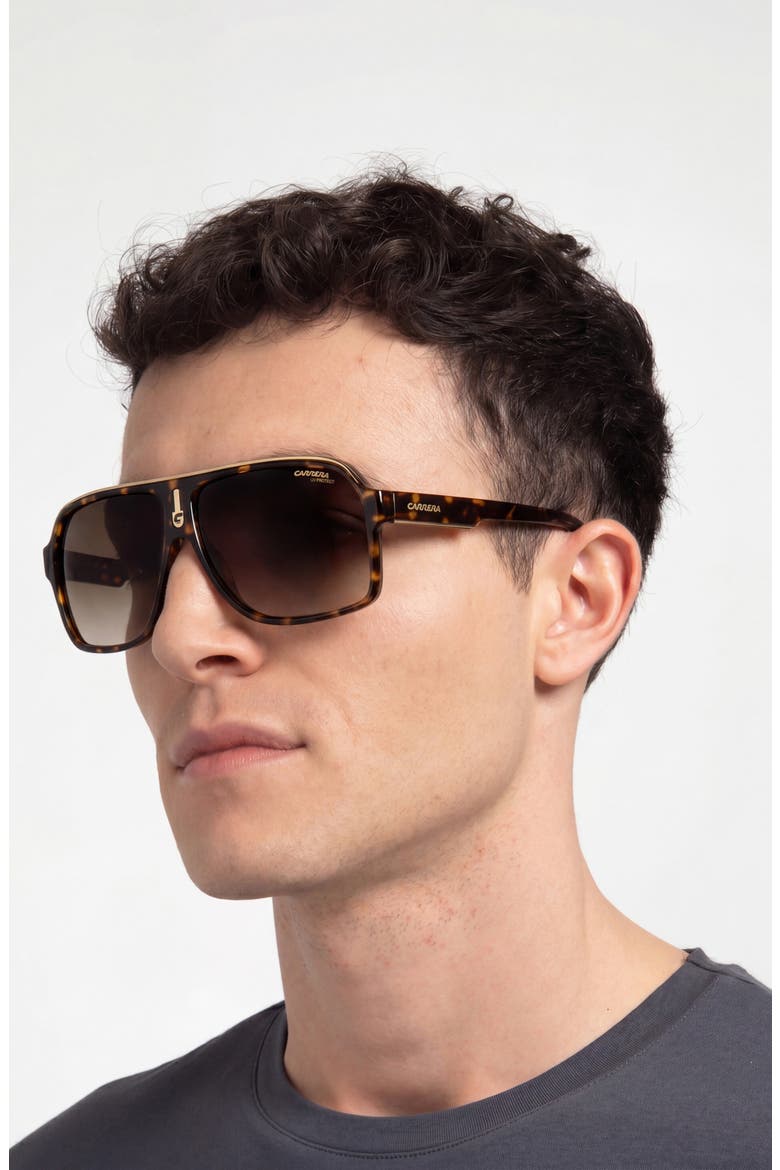 62mm Oversize Gradient Rectangular Sunglasses, Alternate, color, HAVANA/ BROWN SF