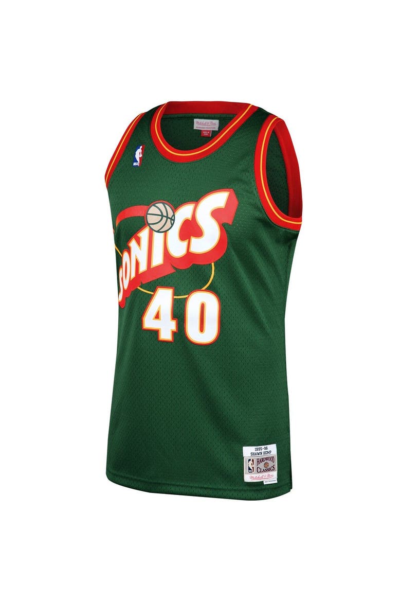 Men's Mitchell & Ness Shawn Kemp Green Seattle SuperSonics Hardwood Classics Swingman Jersey, Alternate, color, Green