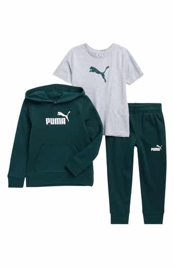 PUMA Kids' Logo Fleece Hoodie, Jersey T-Shirt & Joggers Set