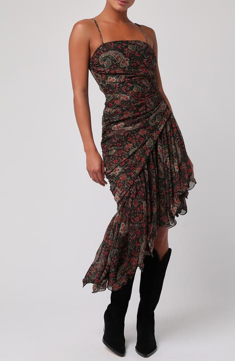 Ashton Paisley Asymmetric Dress